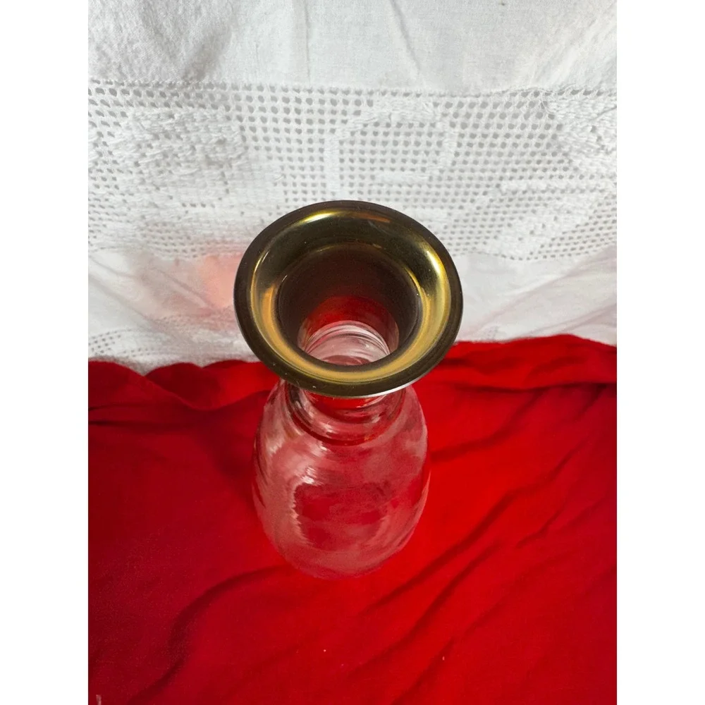 Bohemia Glass Red Rose Gold Gilt Vase Vintage Czechoslovakia Frosted Art Glass